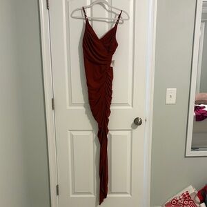 Chic Asymmetrical Rust Dress